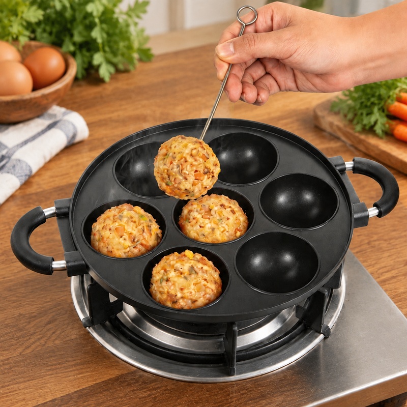 Takoyaki Grill Plate - Evde Krep Topları Pişirmek İçin Yapışmaz